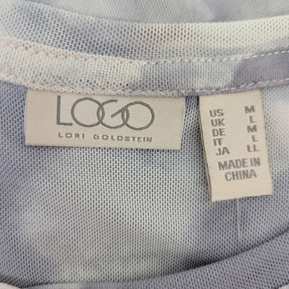 LOGO Layers Lori Goldstein Watercolor Printed Mesh Cardigan in Pearl Size M NWOT - Picture 5 of 6